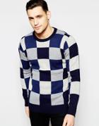 Scotch & Soda Pullover Knitted Sweater With Intarsia Panels - Blue