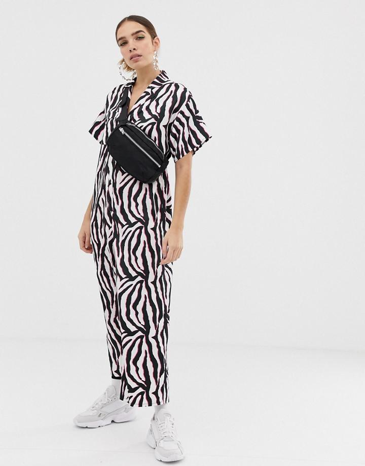 Collusion Zebra Print Oversized Jumpsuit - Multi