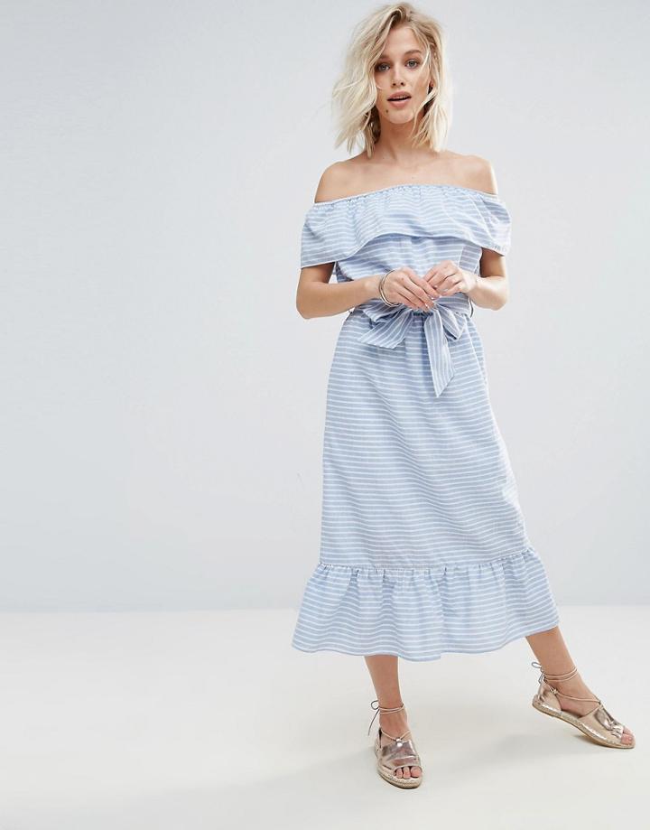 Rage Stripe Strapless Prairie Dress - Blue