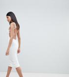 Asos Tall Crepe Square Neck Strappy Exposed Back Midi Dress - White