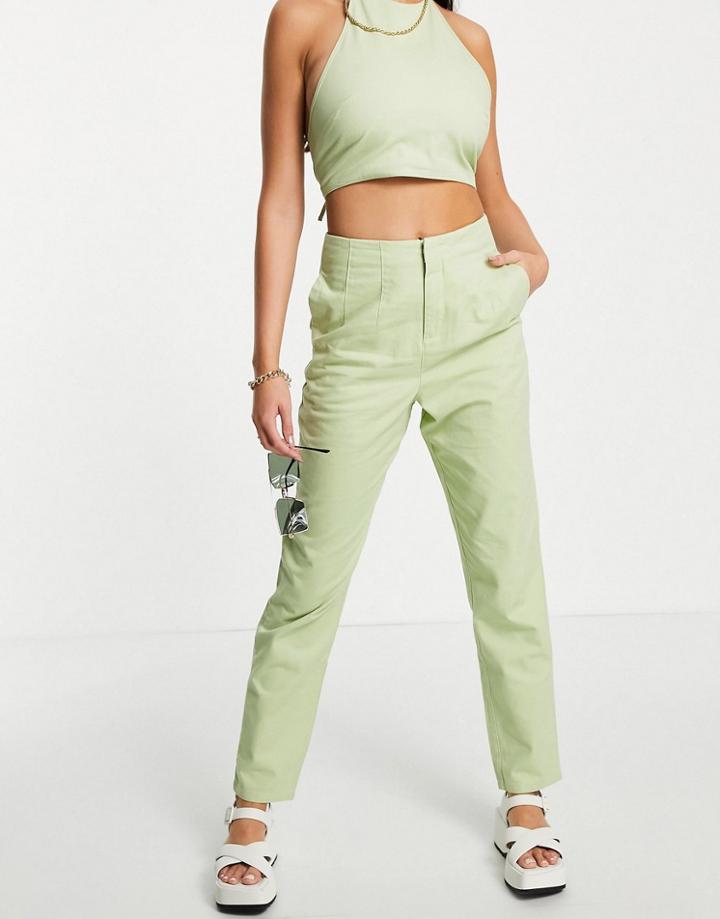 Asos Design Slim Peg Pants Set In Apple Green