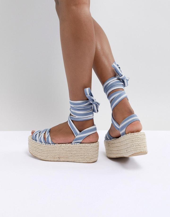 Boohoo Striped Flatform Espadrille Sandals - Multi