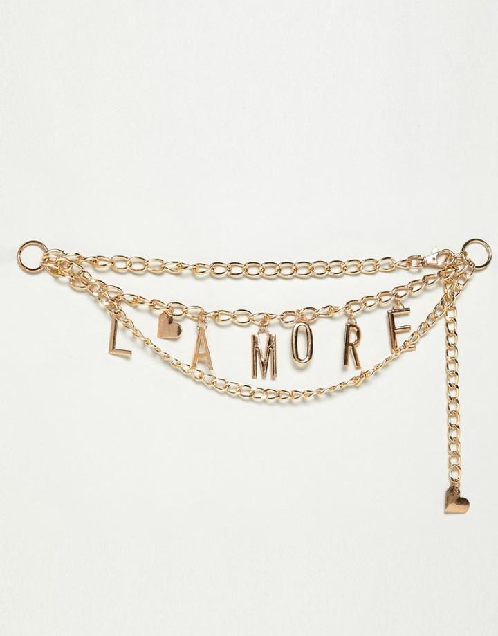 Asos Design L'amore Chain Waist And Hip Belt - Gold
