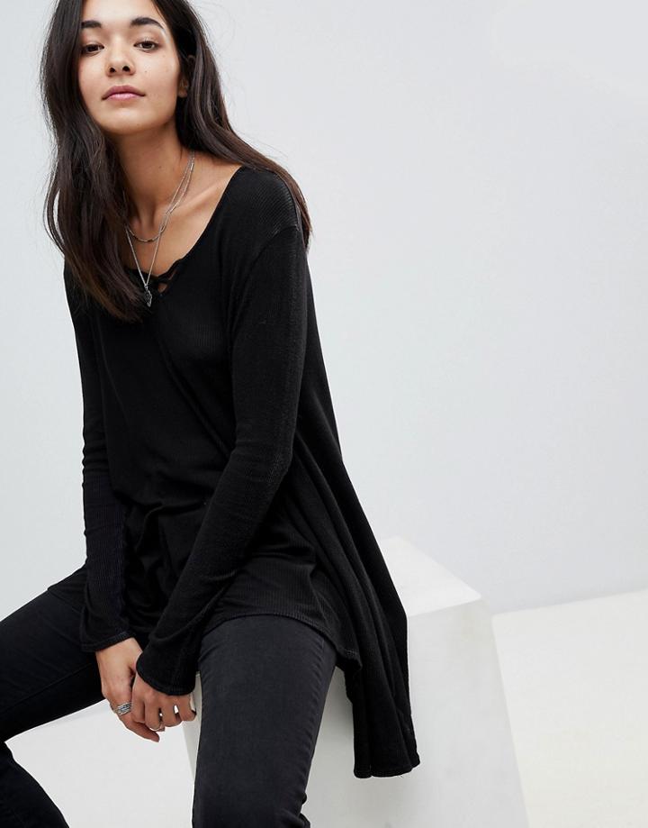 Nytt Mia Cross Lace Up Front Swing Dress - Black