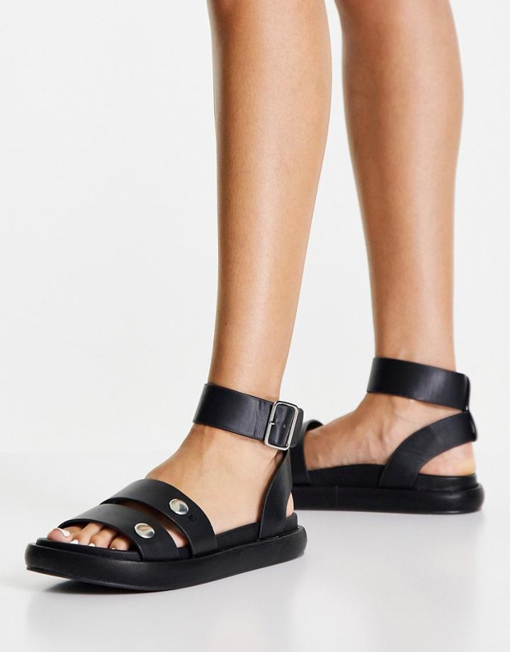 Topshop Proud Footbed Sandals In Black