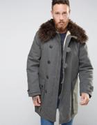 Nudie Connor Parka With Faux Fur Collar - Green