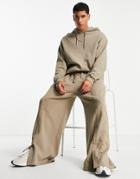 Asos Design Oversized Sweatpants With Front Split Detail In Green - Part Of A Set-neutral