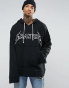 Granted Super Oversized Grunge Hoodie With Extra Long Sleeves - Black