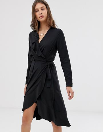 In Wear Octavia Wrap Frill Dress - Black