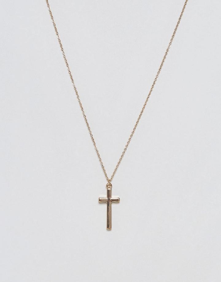 Icon Brand Cross Pendant Necklace In Antique Gold