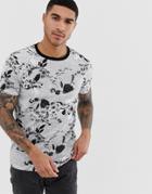 Asos Design T-shirt With All Over Floral Print-white