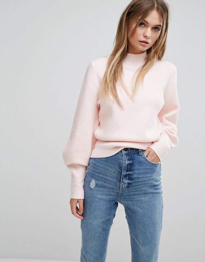 Selected Long Sleeve Knit Sweater - Pink