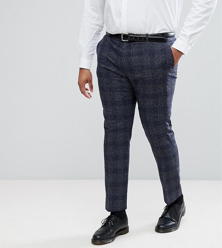 Heart & Dagger Plus Skinny Suit Pants In Fleck Grid - Gray