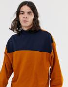 Asos Design Oversized Sweatshirt With Turtleneck And Color Blocking In Brown - Brown