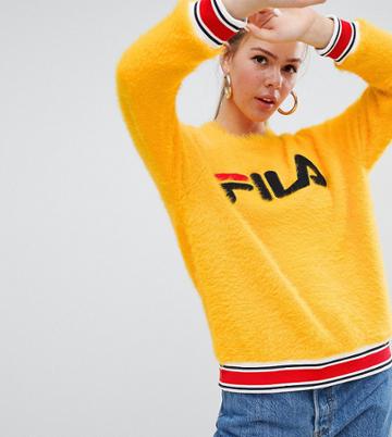 Fila Jumper With Sports Waistband And Logo Front In Fluffy Knit - Yellow