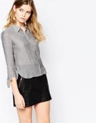 Vero Moda Long Sleeve Shirt With Tie Detail - Light Gray