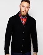 Lee Knit Shawl Cardigan Chunky Textured 2 Pocket - Black