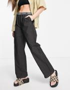Topshop Low Rise Casual Cargo Pants With Internal Waistband Branding In Black