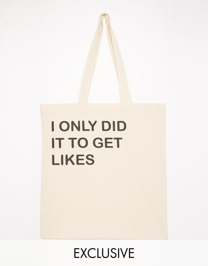 Reclaimed Vintage Did It To Get Likes Tote Bag - Cream