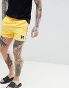 Good For Nothing Swim Shorts In Yellow With Side Stripe - Yellow