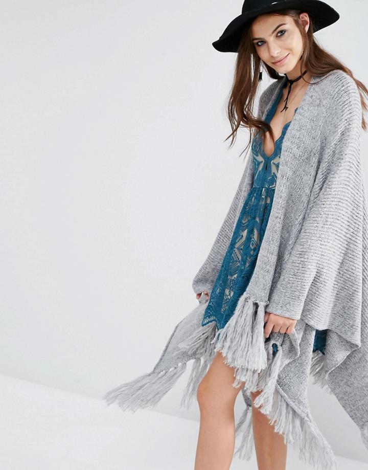 Jen's Pirate Booty Shawl Poncho - Gray