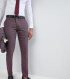 Asos Tall Wedding Skinny Suit Pants In Damson Micro Texture - Purple