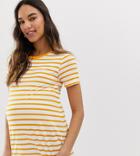 Asos Design Maternity T-shirt With Crew Neck In Stripe - Multi