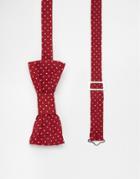 Reclaimed Vintage Polka Dot Bow Tie In Burgundy - Burgundy