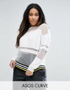 Asos Curve Sweater With Sheer Stripes - Multi