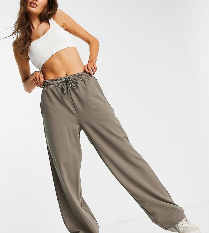 Collusion Unisex Relaxed Sweatpants In Poly Tricot In Khaki-green