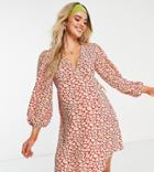 Glamorous Bloom Wrap Mini Dress In Red Floral Print