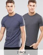 Asos 2 Pack Extreme Muscle T-shirt In Rib - Multi