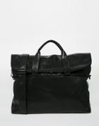 Asos Satchel In Black Faux Leather With Zip Top Opening - Black