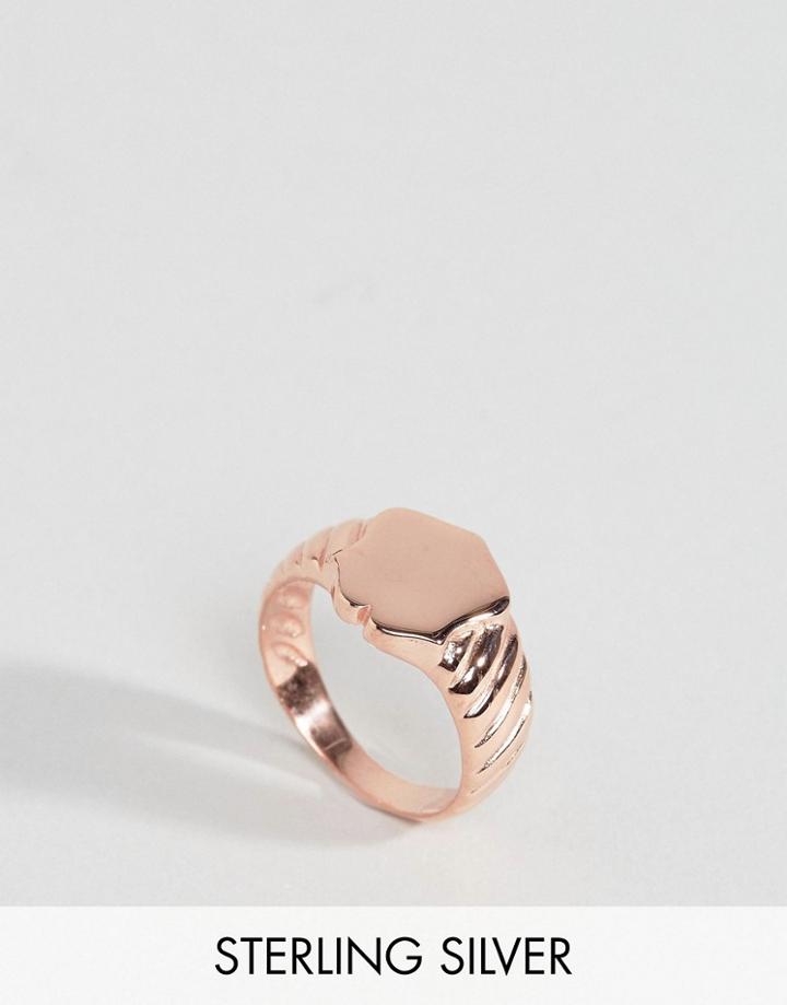 Asos Rose Gold Plated Sterling Silver Sovereign Ring - Copper