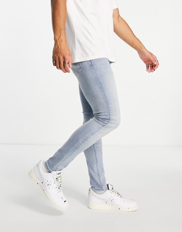 Topman Essential Spray On Jeans In Light Wash-blues