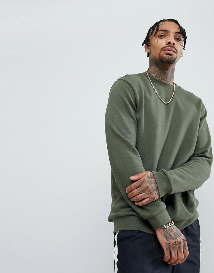 Asos Longline Sweatshirt In Green - Green