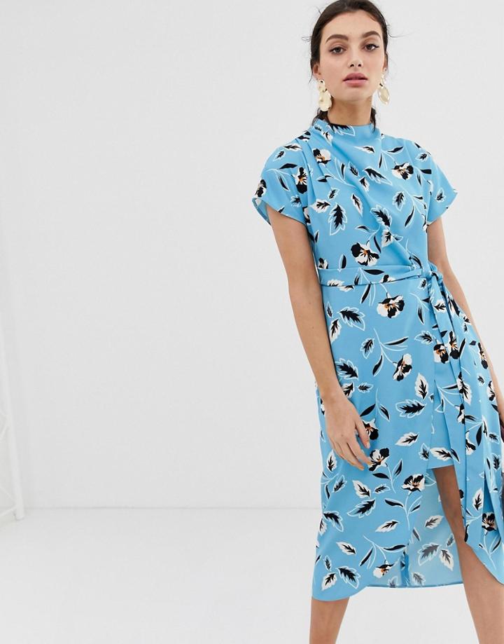River Island Dress With Tie Waist In Blue