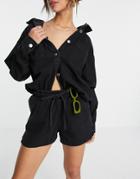 Asos Design Denim Sweat Shorts Set In Washed Black