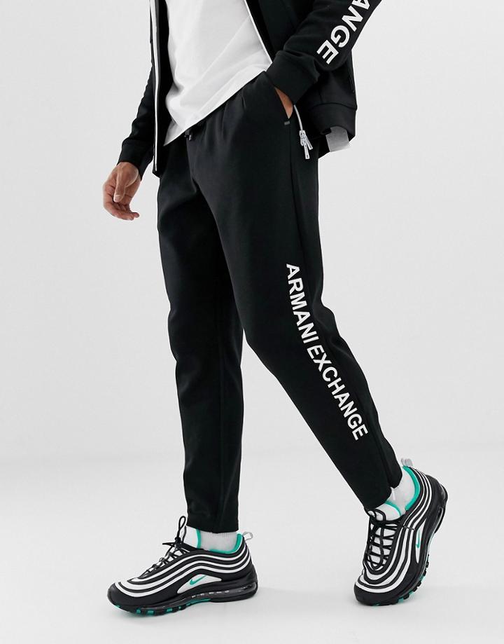 Armani Exchange Side Logo Sweat Sweatpants In Black - Black