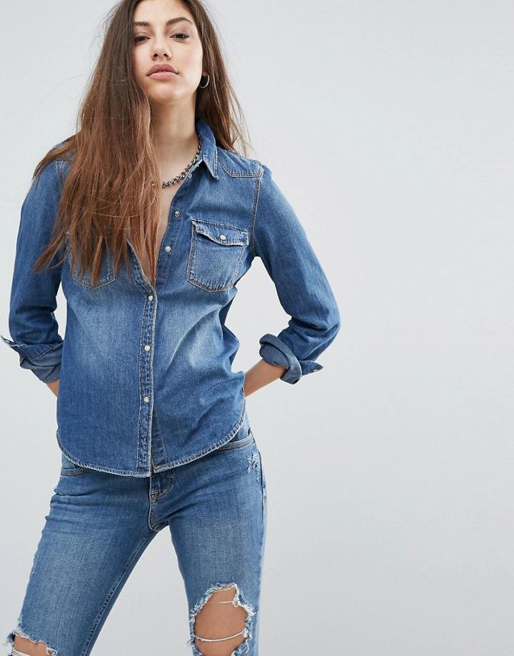 Noisy May Cathy Denim Shirt - Blue
