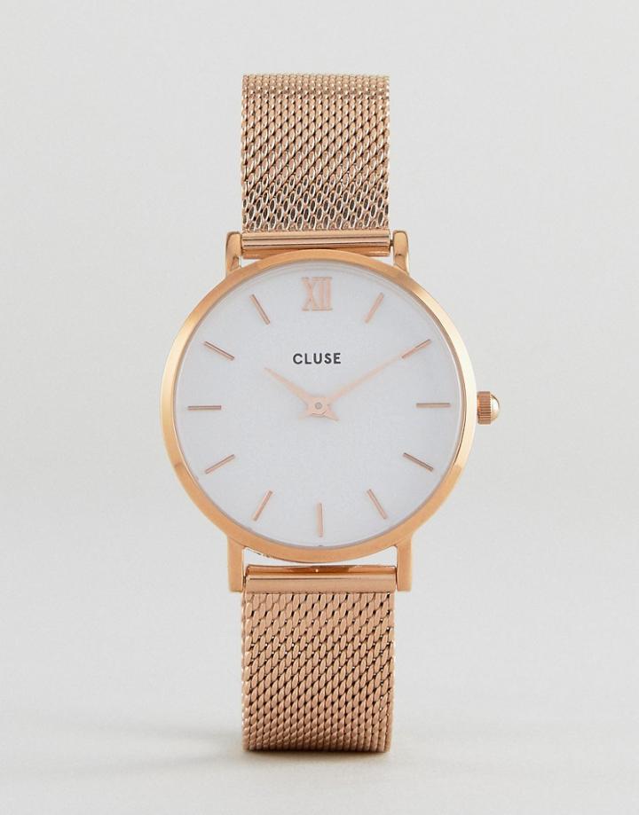 Cluse Cl30013 Minuit Mesh Watch In Rose Gold - Gold