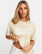 Neon Rose Relaxed T-shirt With Pause Slogan-neutral