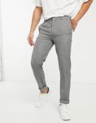 River Island Skinny Smart Pants In Stripe-grey