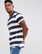 Yourturn Polo Shirt In Navy With Stripes - Navy
