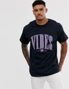 New Look Oversized T-shirt With Vibes Print In Black - Gray