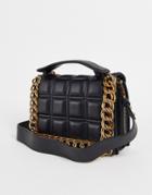 Topshop Quilted Crossbody Bag With Chain In Black