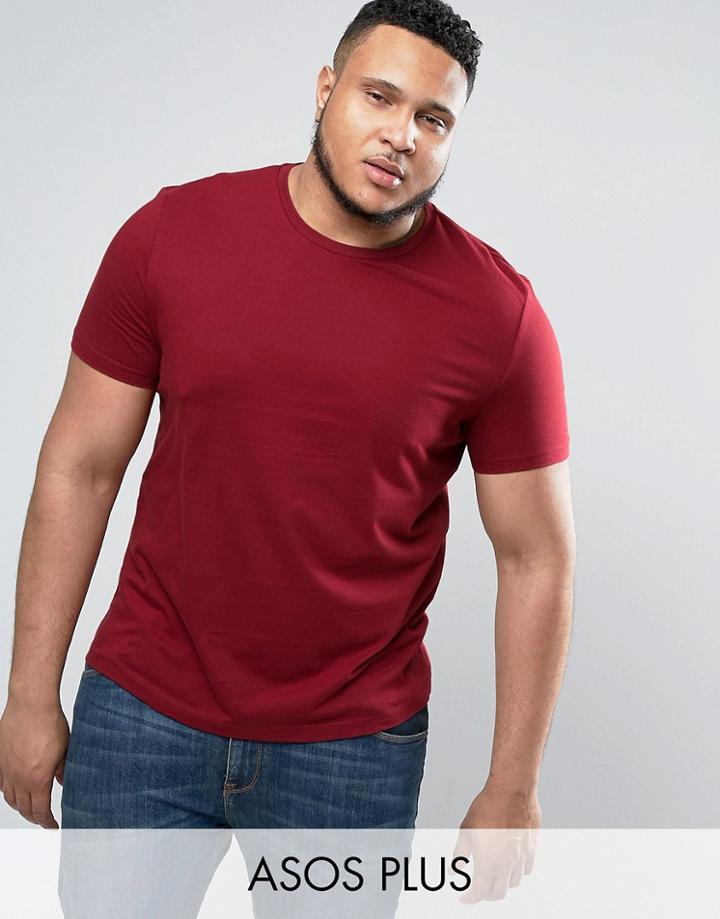 Asos Plus T-shirt With Crew Neck In Red - Red