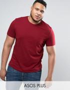 Asos Plus T-shirt With Crew Neck In Red - Red