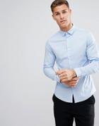 Asos Design Slim Shirt In Blue - Blue