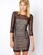 Mango Lace Bodycon Dress - Black